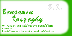 benjamin koszeghy business card